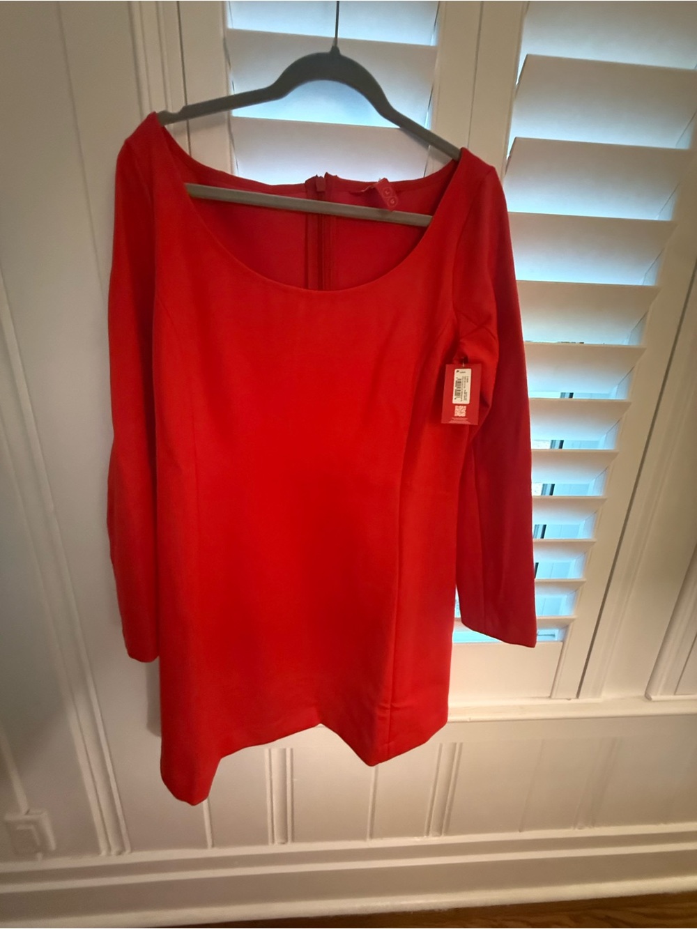 SPANX ballet Neck mini dress Long Sleeve Red size large